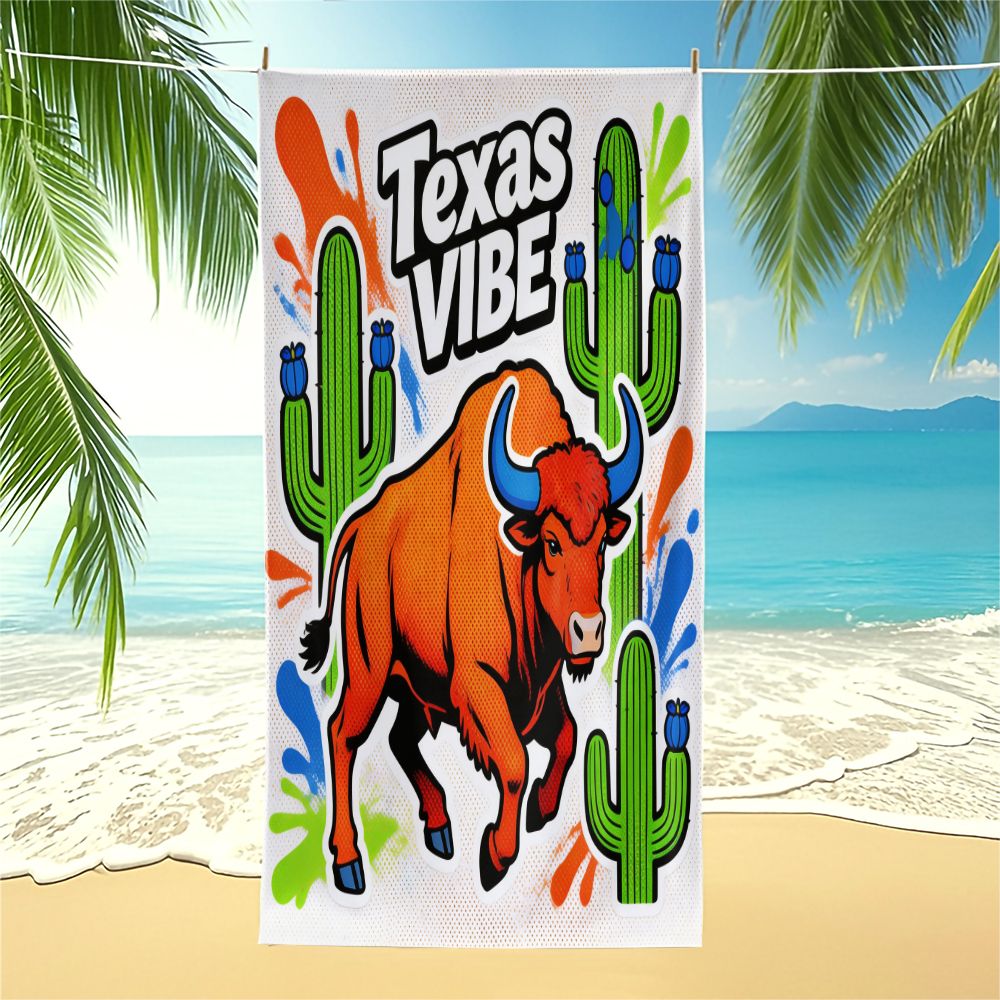 Outdoor Camping In Texas - Handuk Pantai Texas Vibe Pop Art