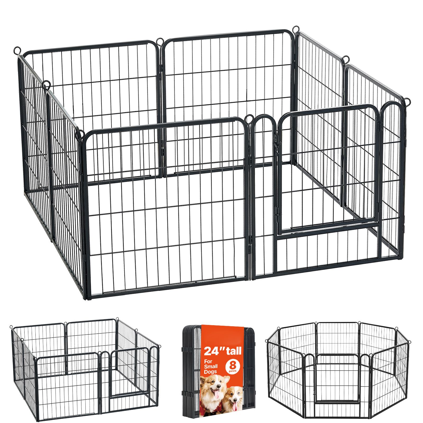 Outdoor Camping Dog Kennel - Kandang Anjing 24 Inci 8 Panel,