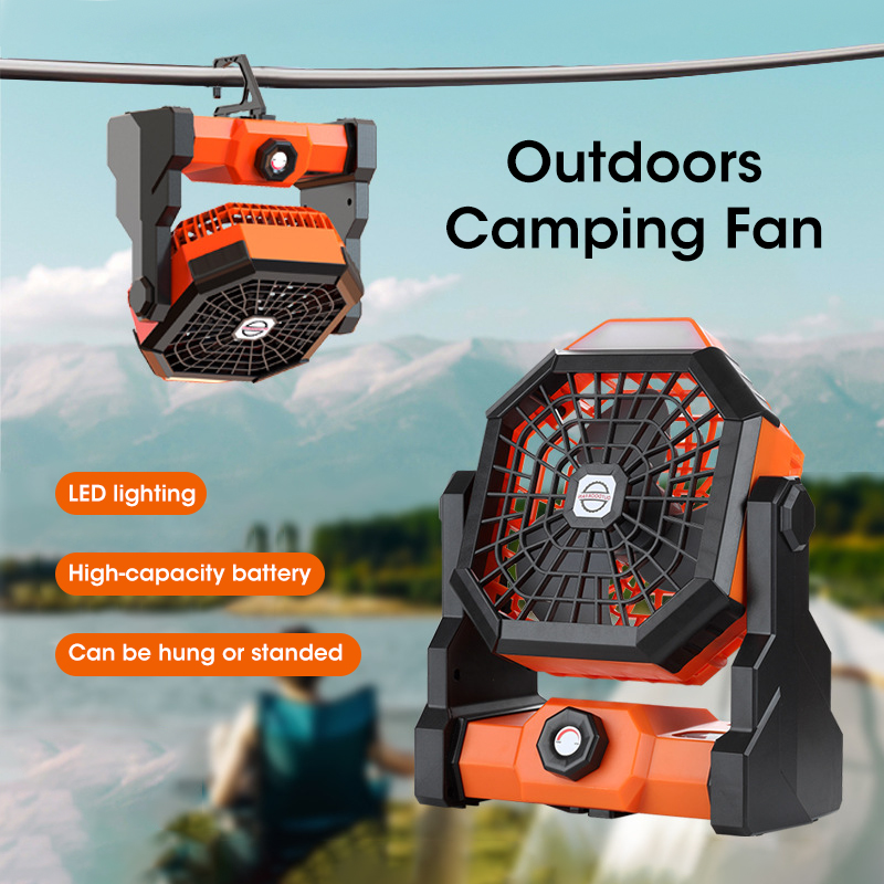Outdoor Camping Fan - Kipas Kemah 10000mAh, dengan lentera LED