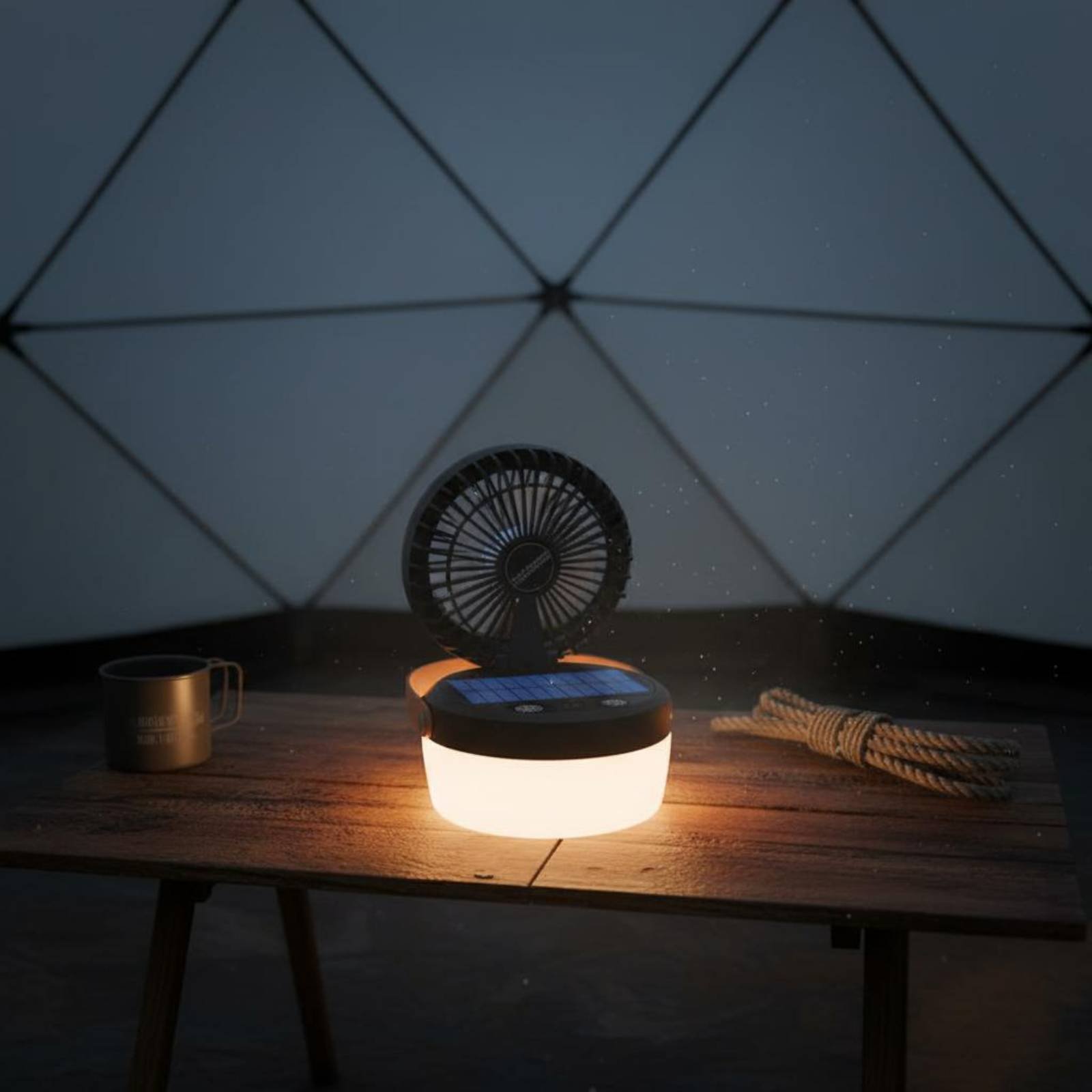 Outdoor Camping Fan - Lampu Kipas Tenaga Surya untuk Berkemah,