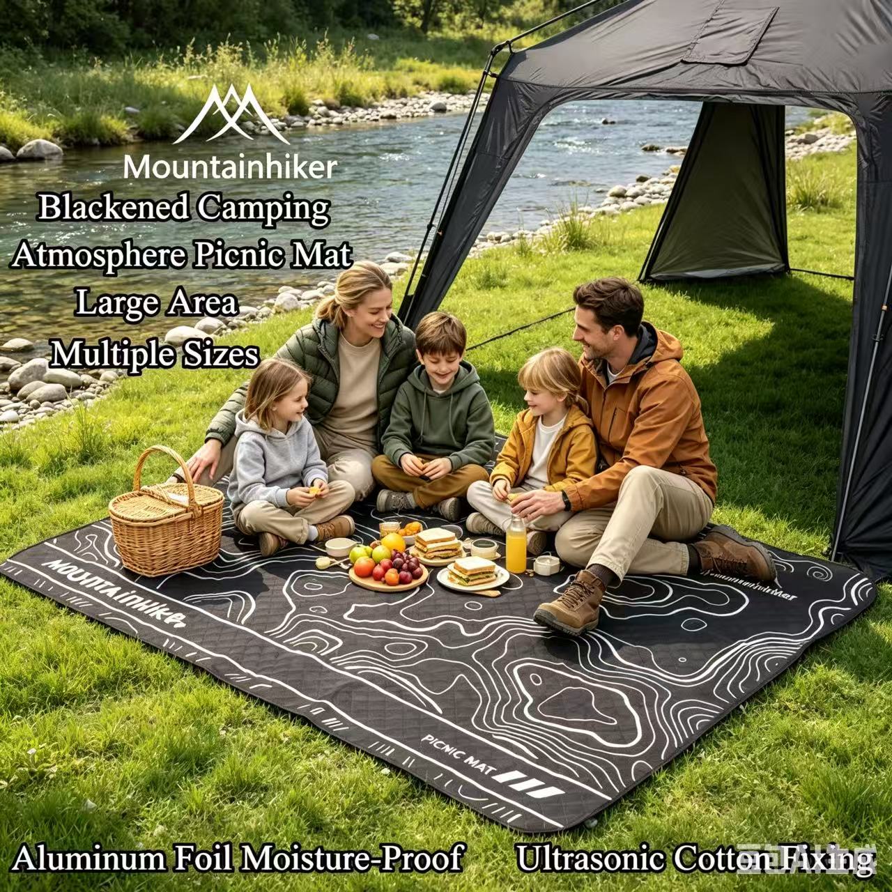 Outdoor Camping Mats Large - MOUNTAINHIKER Tikar Piknik Hitam Ukuran Ekstra