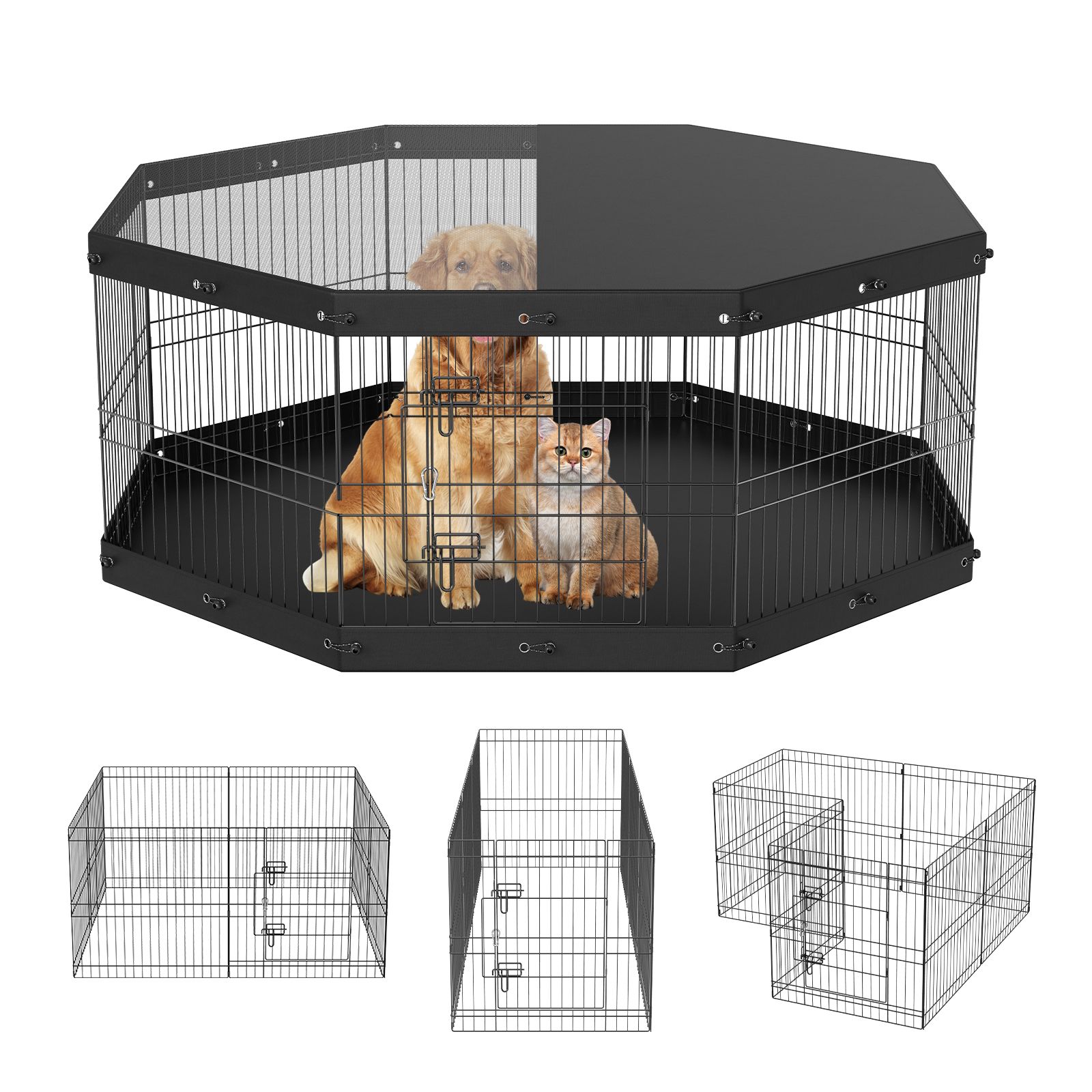 Outdoor Camping Dog Kennel - Kandang Anjing Lipat 8 Panel, Terbuat
