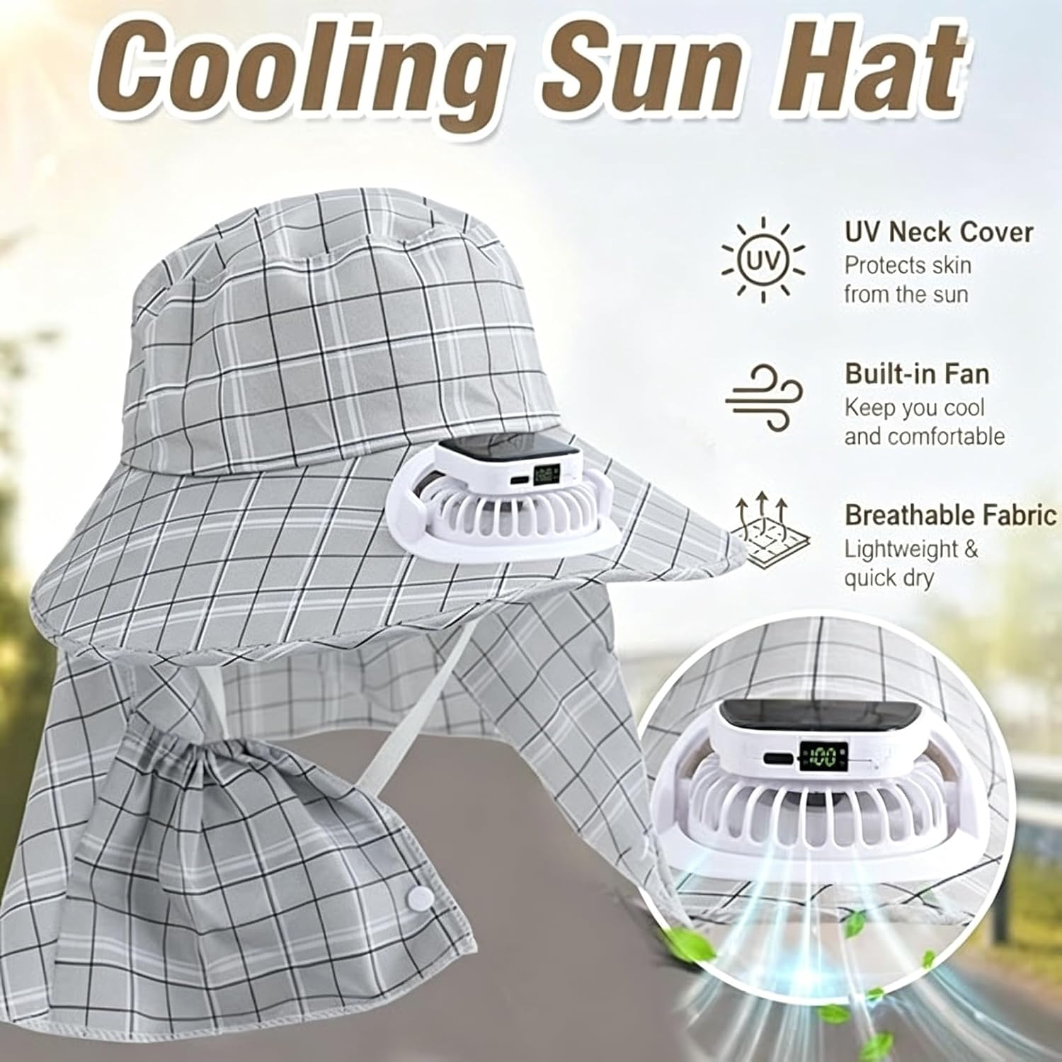 1PC Topi Kipas Pelindung Leher - Outdoor Camping Fan ulasan dan harga