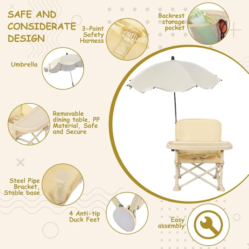 Kursi Pantai Bayi Lipat dengan - Outdoor Camping Umbrella ulasan dan harga