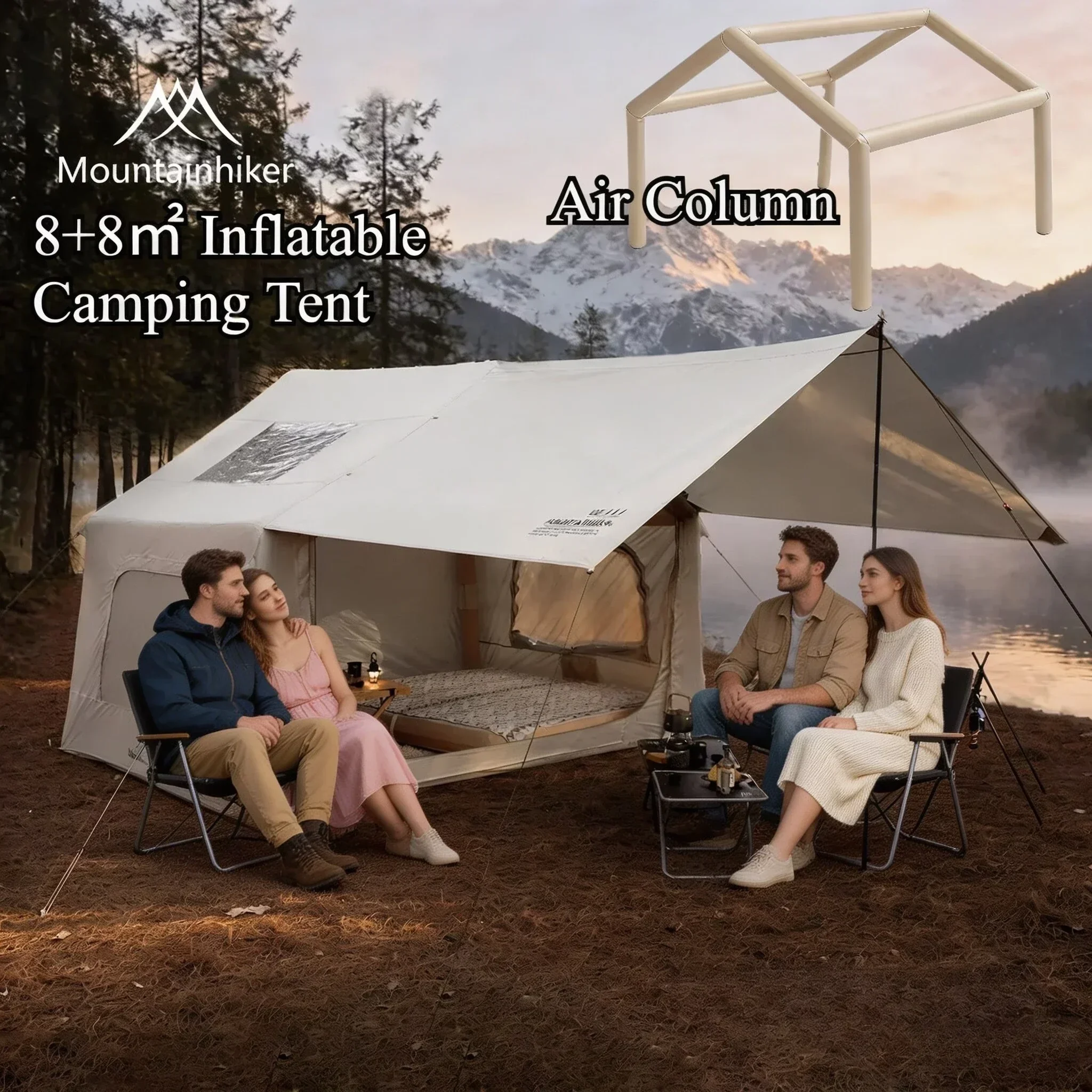 8+8 ㎡   Tenda Camping Tiup MOU - Outdoor Camping Outfit ulasan dan harga